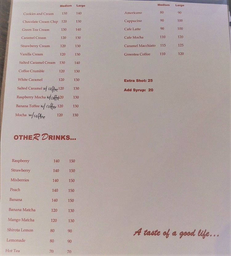 Cafe Elora - menu 2