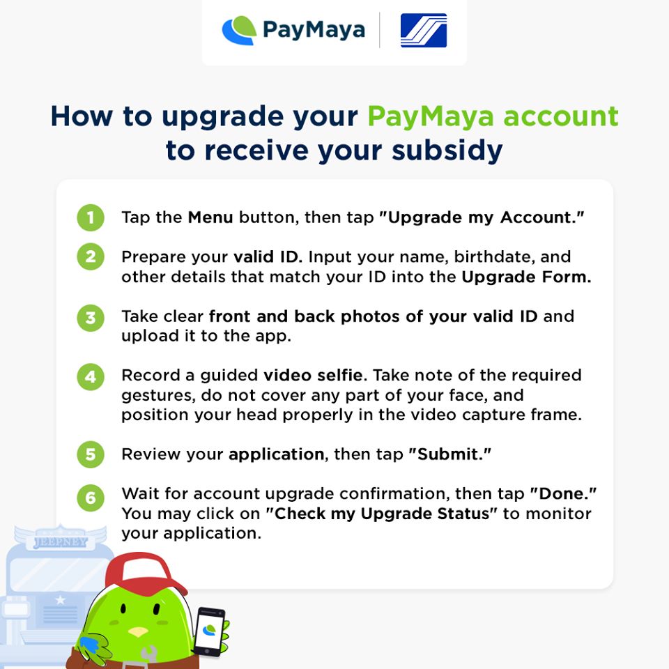 PayMaya-SSS Upgrade Account